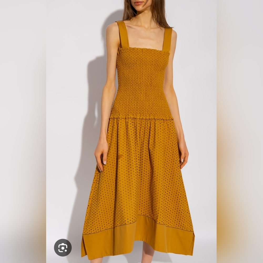 Proenza Schouler  Broderie Anglaise Smocked Dress Dress In Goldenrod Size 8